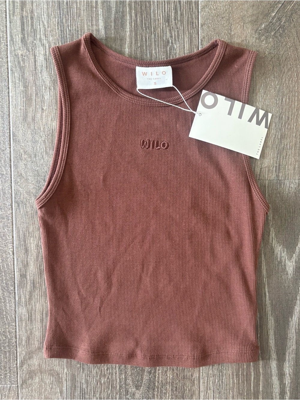 Wilo the Label Wilo Logo Rib Tank - Size Small Chocolate NEW!